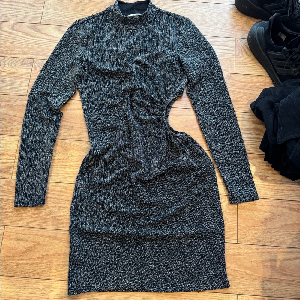 BB Dakota Charcoal sparkly Long Sleeve Dress